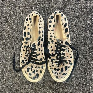 Superga Black and Cream Animal Print Sneakers